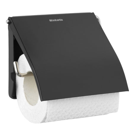 Brabantia Toilet Roll Holder Wall Mounted Bathroom Storage No Damage - Matt Black