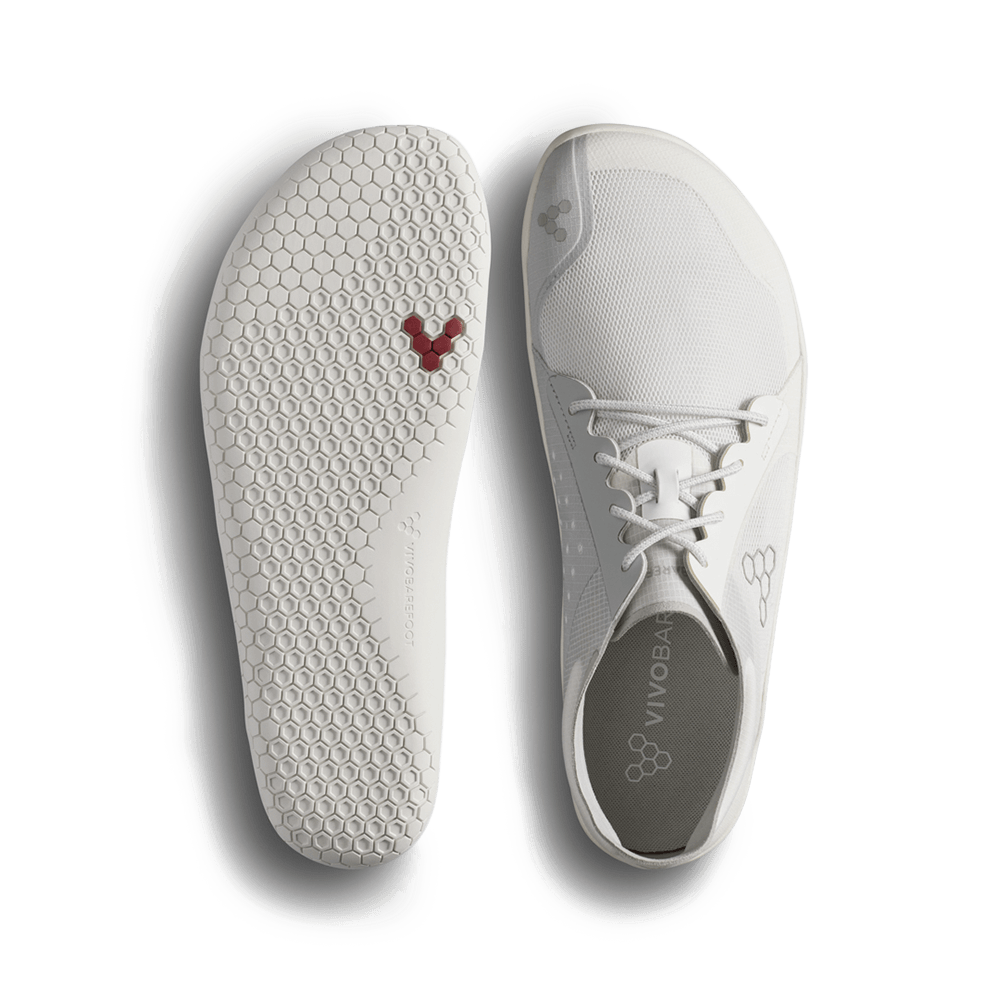 Vivobarefoot Womens Primus Lite IV Barefoot Shoes - Mineral White (Lightweight Recycled Runners)