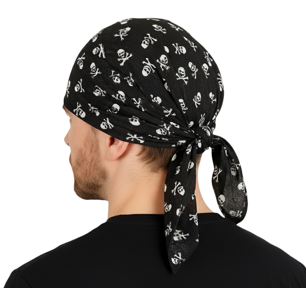 20x Black with White Skulls Paisley Bandana Bulk Pack - 100% Cotton Head Wrap/Durag/Scarf/Mask