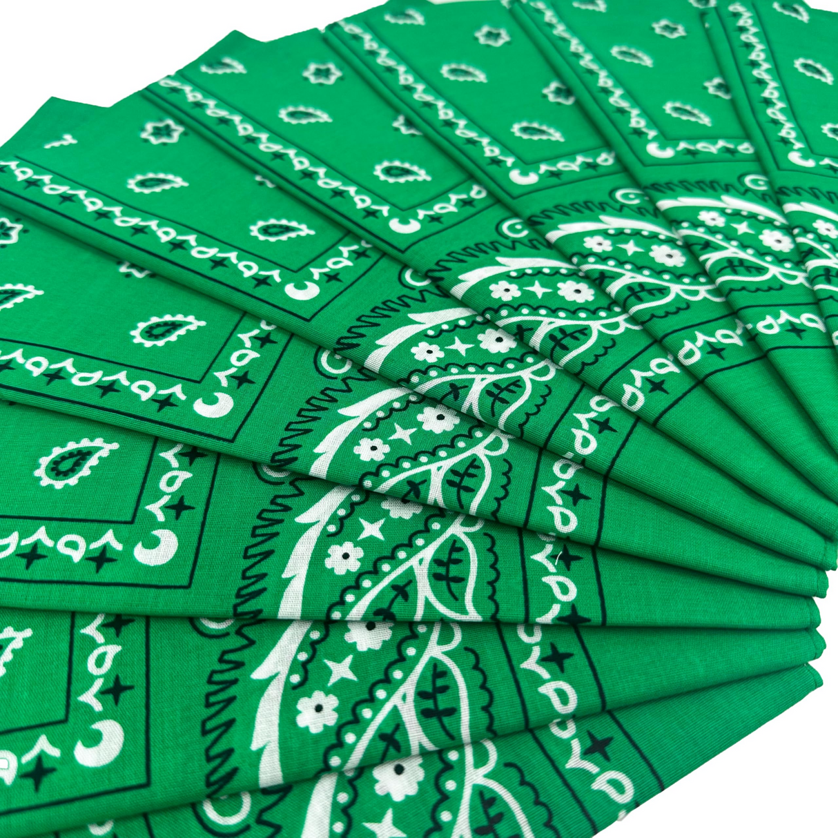 20x BANDANA Paisley 100% COTTON Head Wrap Durag Bandanna Scarf Mask BULK - Dark Green