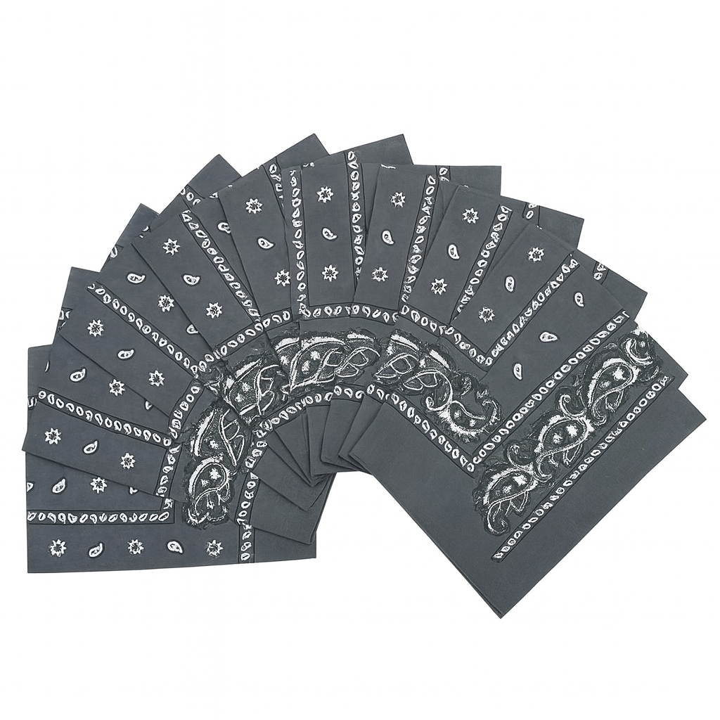 20x BANDANA Paisley 100% COTTON Head Wrap Durag Bandanna Scarf Mask BULK - Grey