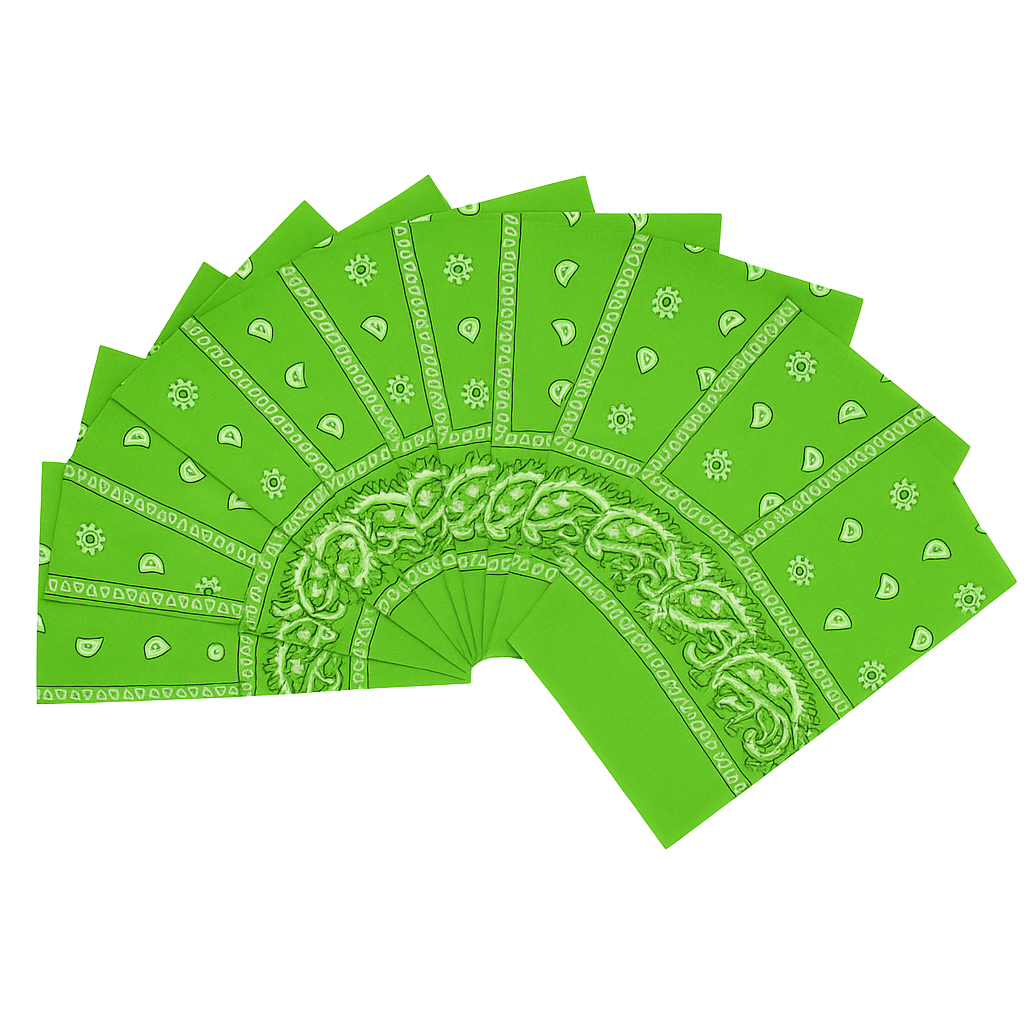 20x BANDANA Paisley 100% COTTON Head Wrap Durag Bandanna Scarf Mask BULK - Light Green