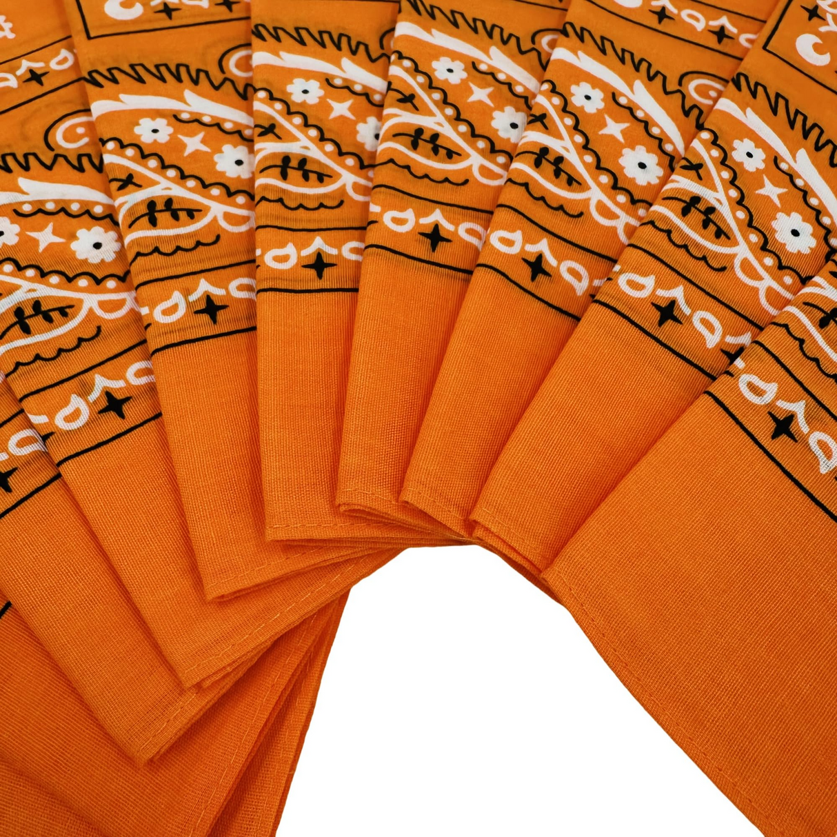 20x BANDANA Paisley 100% COTTON Head Wrap Durag Bandanna Scarf Mask BULK - Orange