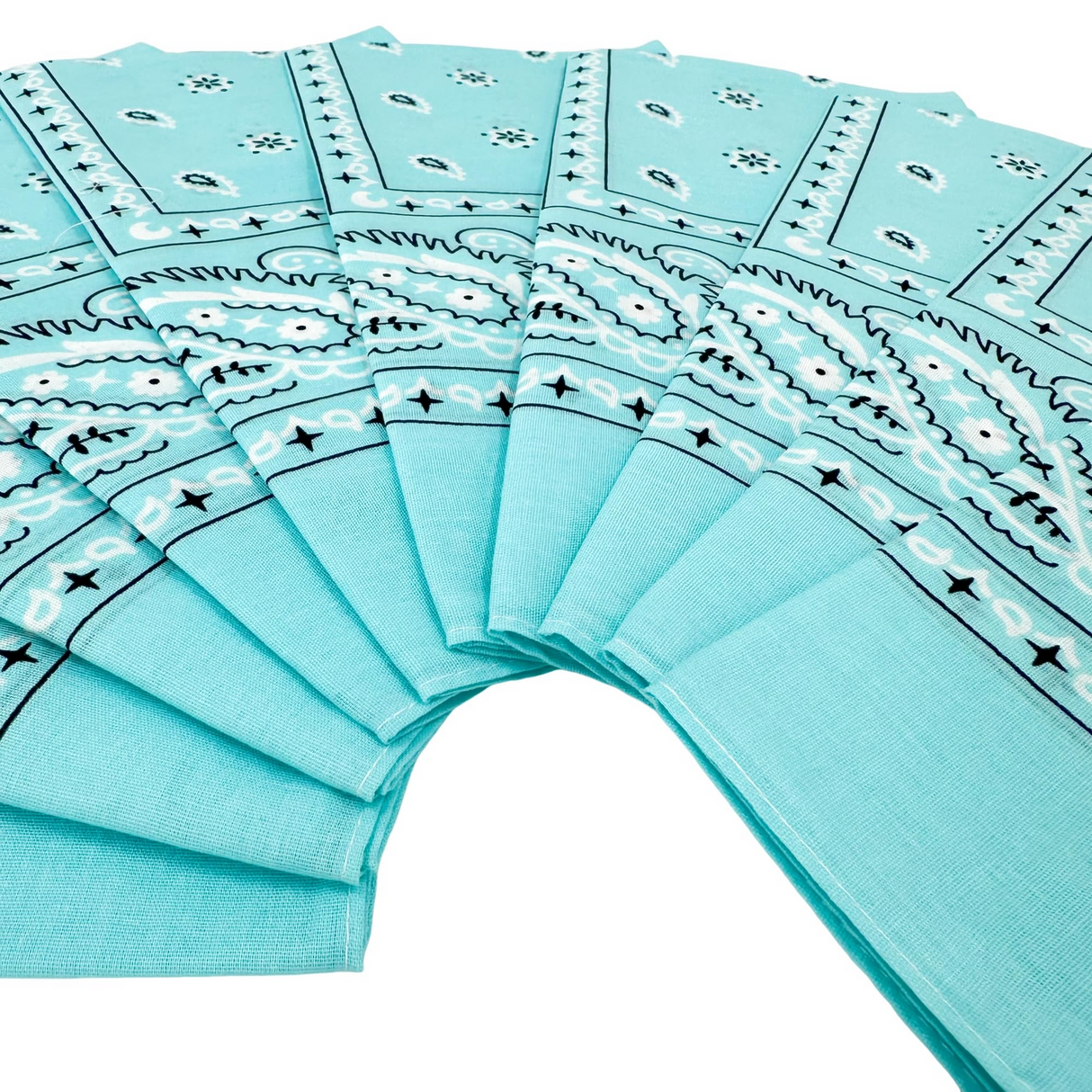 20x BANDANA Paisley 100% COTTON Head Wrap Durag Bandanna Scarf Mask BULK - Sky Blue