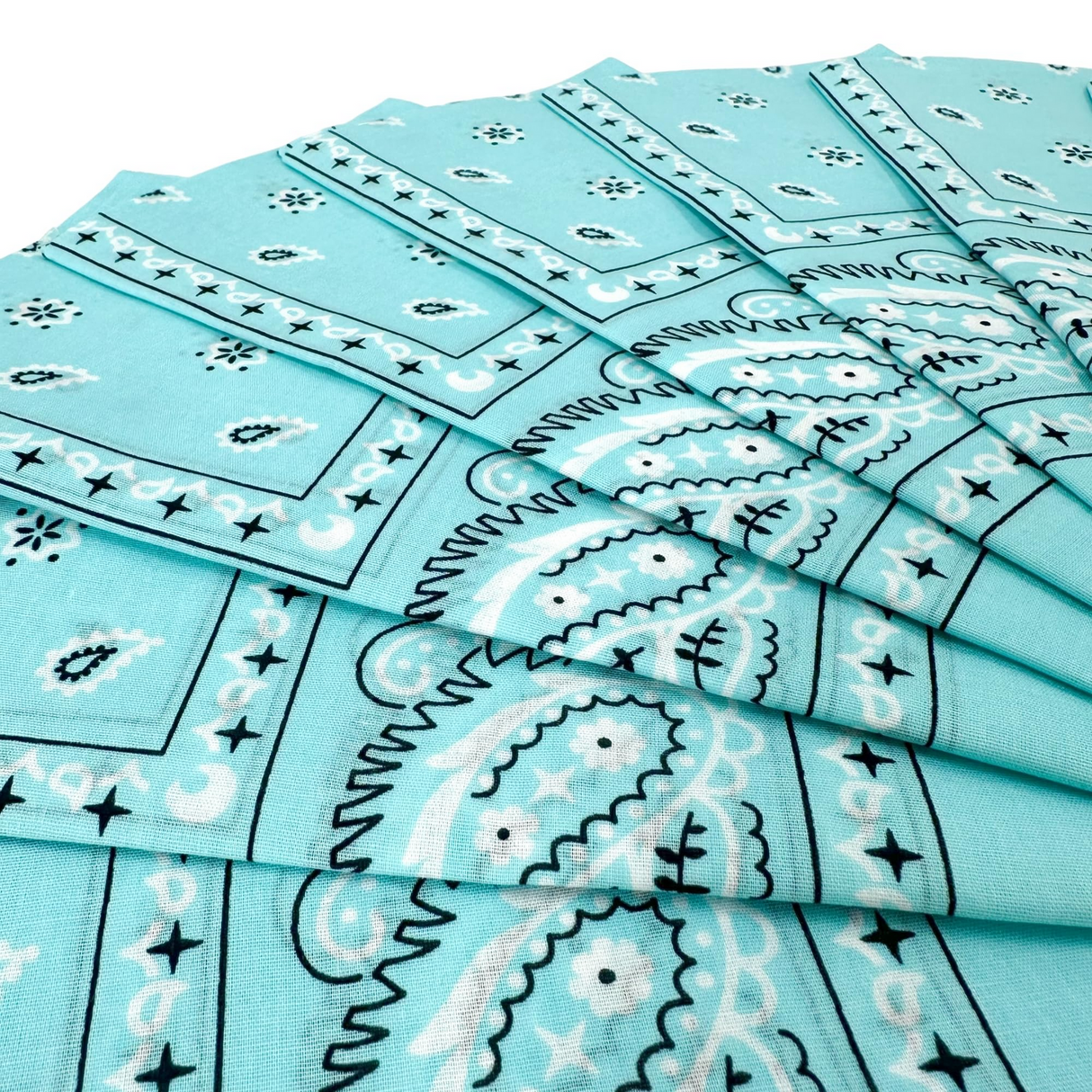 20x BANDANA Paisley 100% COTTON Head Wrap Durag Bandanna Scarf Mask BULK - Sky Blue