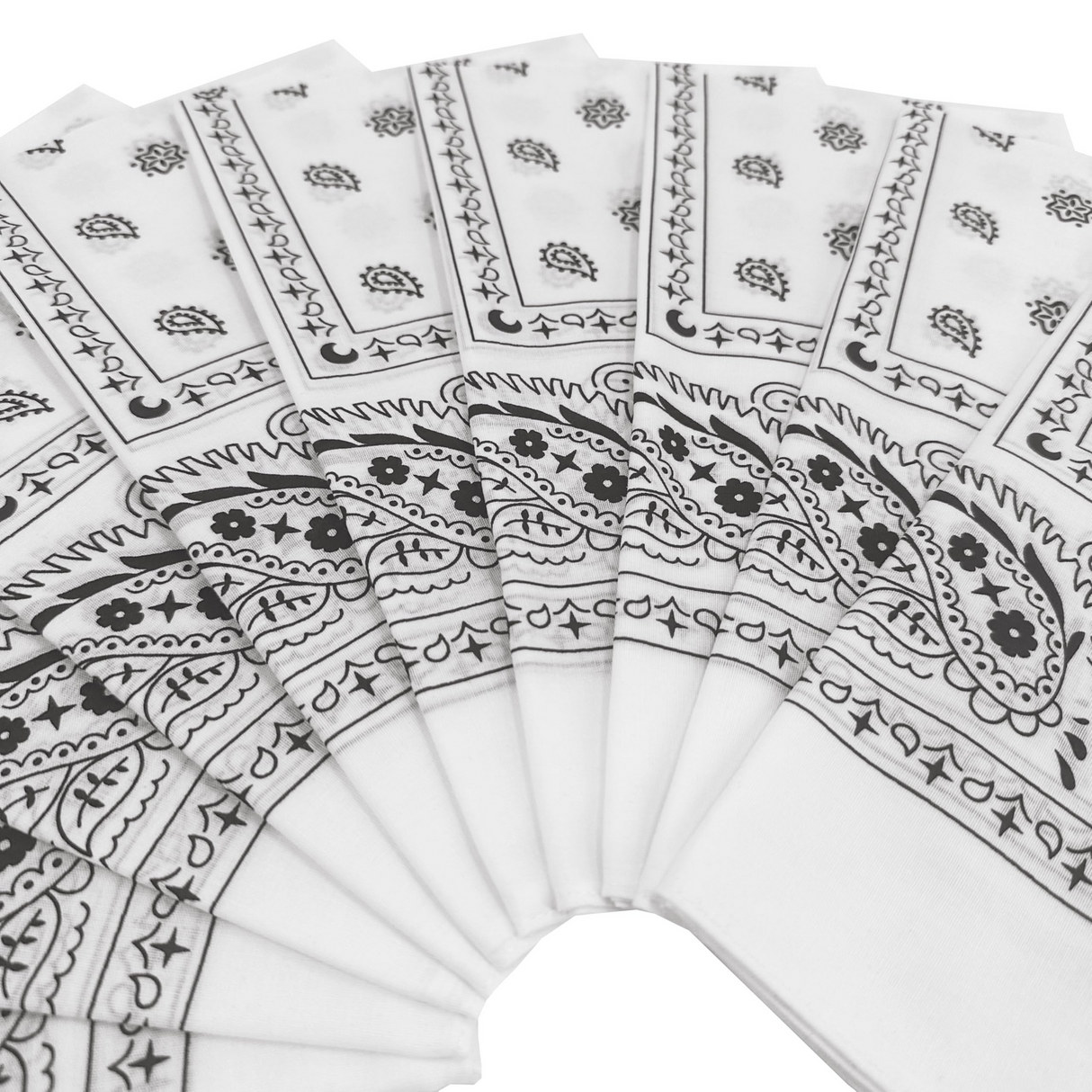 20x BANDANA Paisley 100% COTTON Head Wrap Durag Bandanna Scarf Mask BULK - White