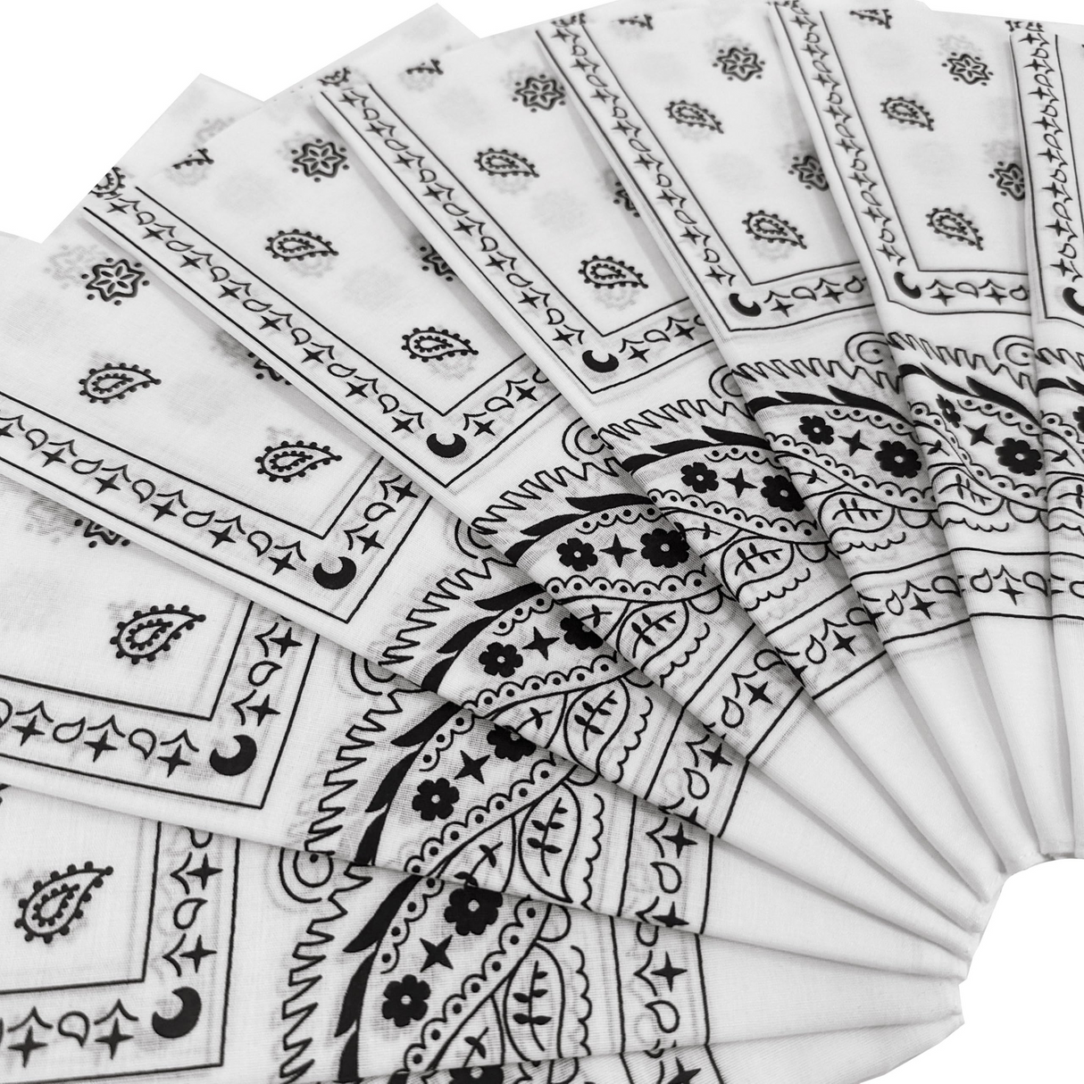 20x BANDANA Paisley 100% COTTON Head Wrap Durag Bandanna Scarf Mask BULK - White