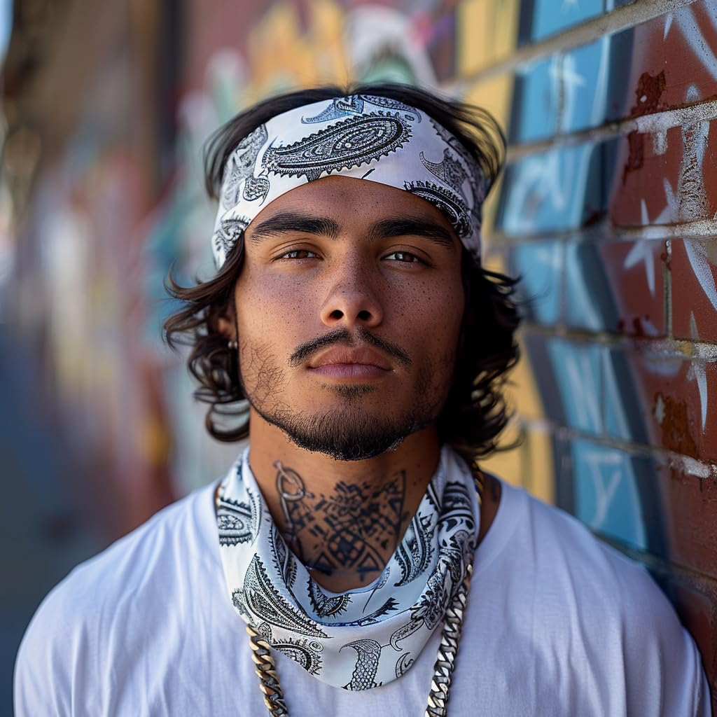 20x BANDANA Paisley 100% COTTON Head Wrap Durag Bandanna Scarf Mask BULK - White