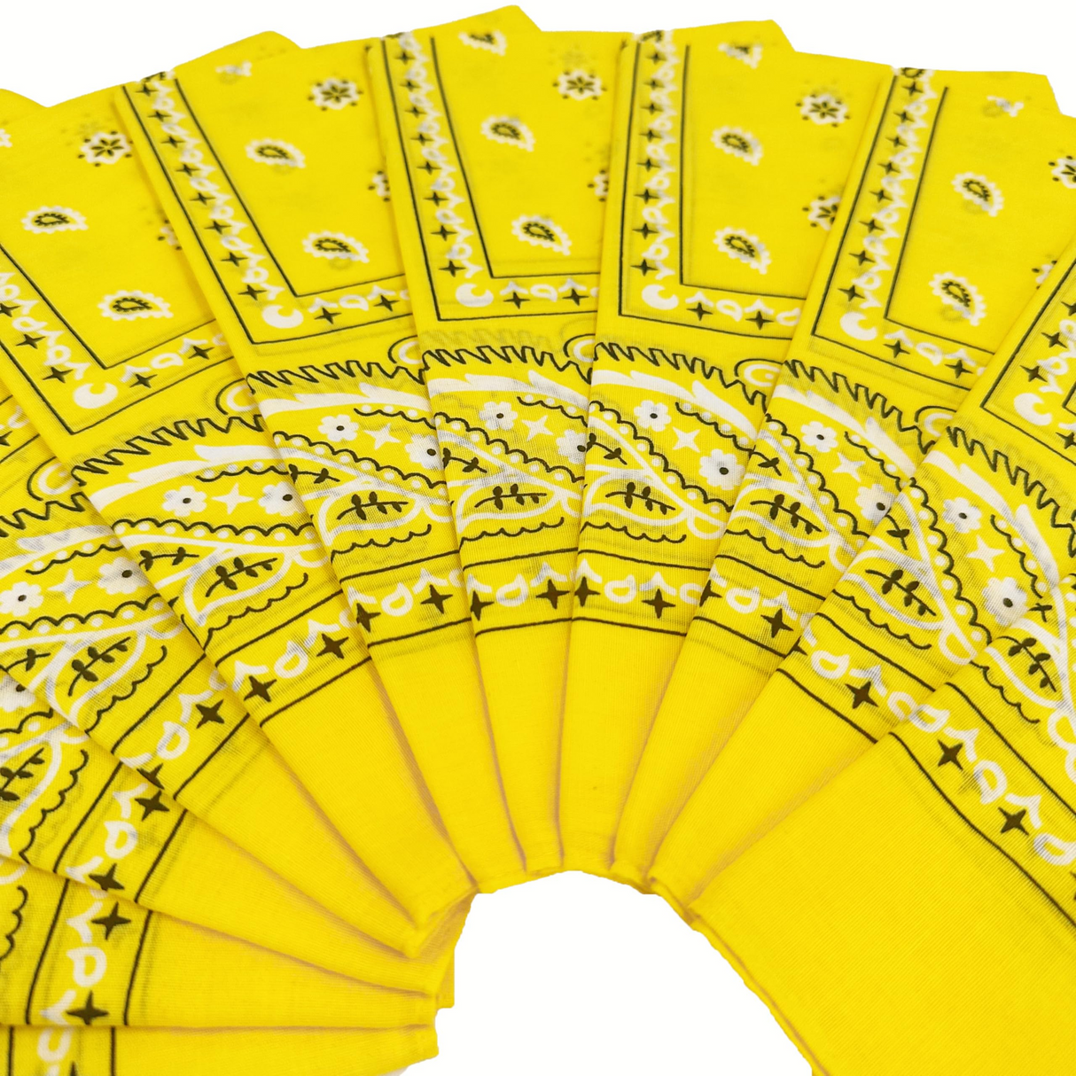 20x BANDANA Paisley 100% COTTON Head Wrap Durag Bandanna Scarf Mask BULK - Yellow