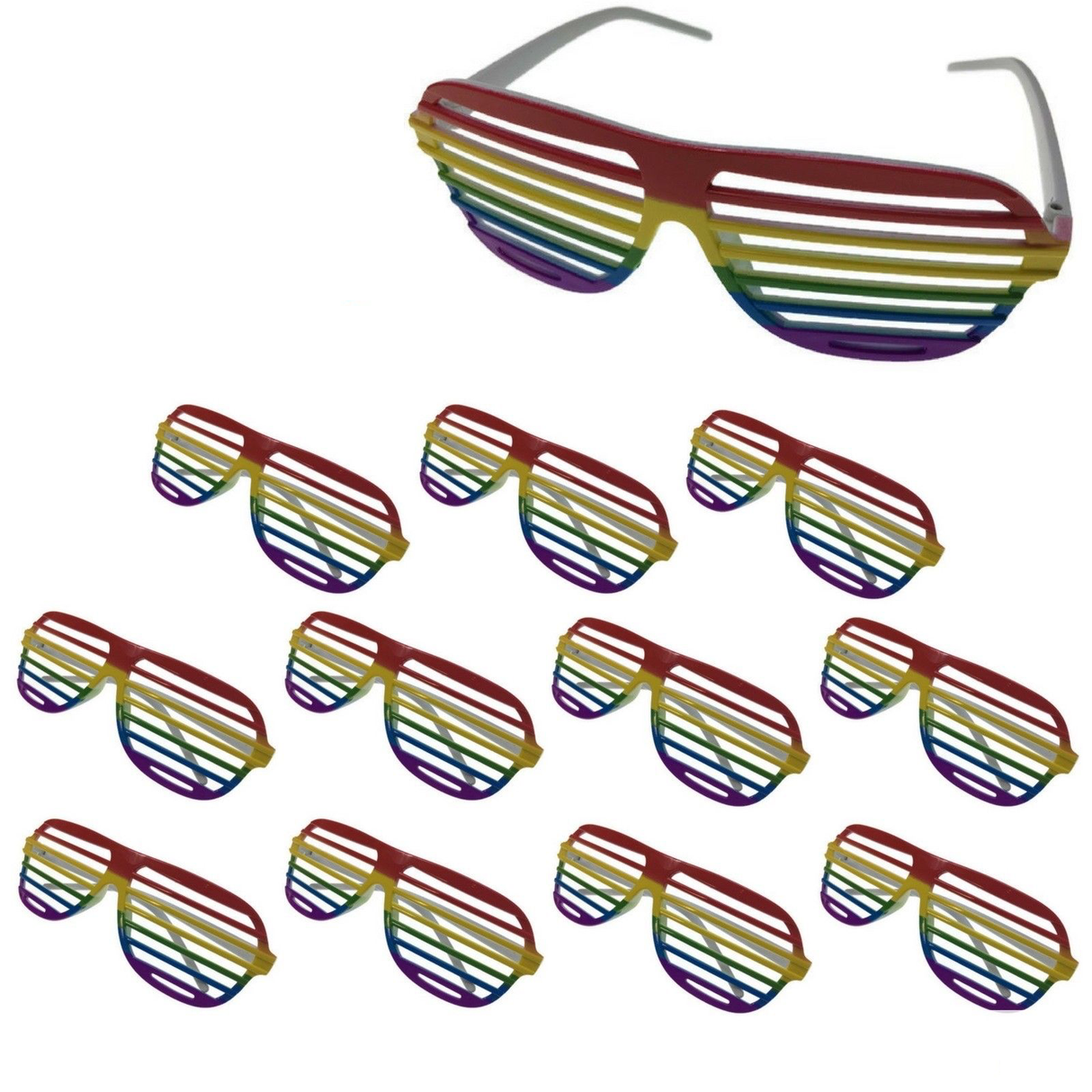 12x Rainbow Glasses Bulk - Party Sunglasses for Mardi Gras/Gay Pride/LGBT Party