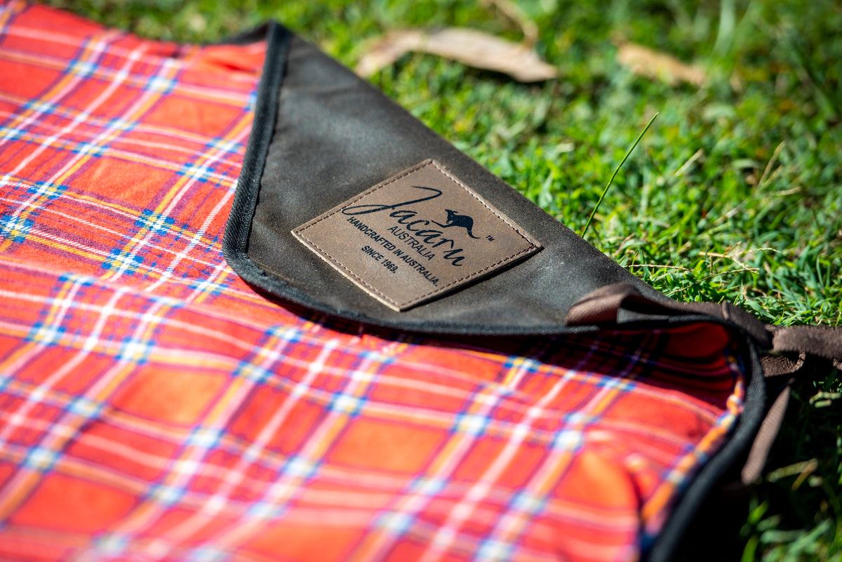 Jacaru 8003XL Giant 100% Cotton Oilskin Picnic Blanket - Dark Brown (Water Resistant Made in Australia)