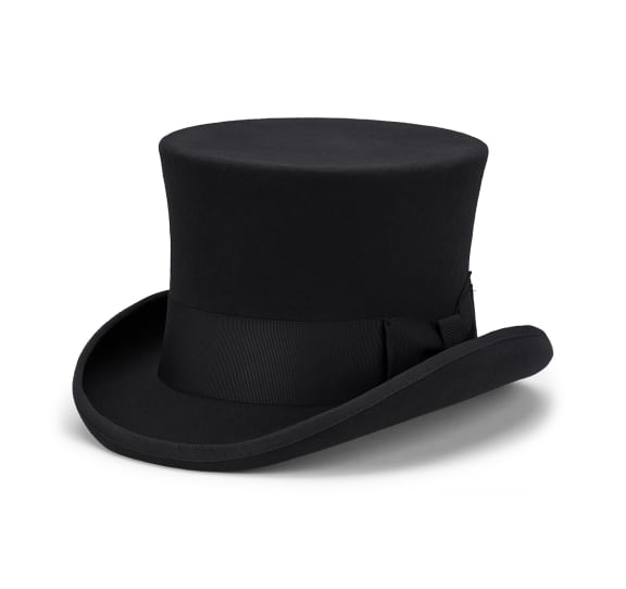 5.5" Premium Australian Wool Felt Top Hat w/ Satin Lining Mad Hatter Magician Tuxedo in Black