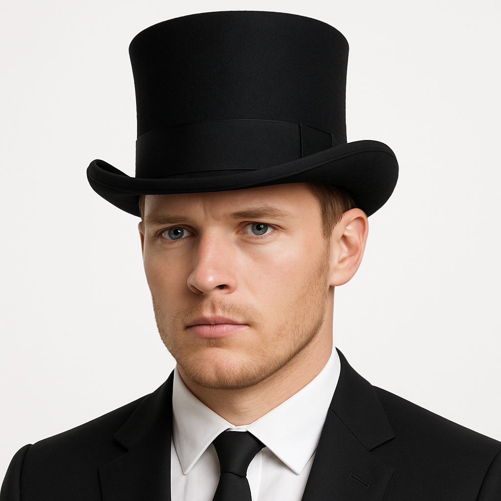 5.5" Premium Australian Wool Felt Top Hat w/ Satin Lining Mad Hatter Magician Tuxedo in Black