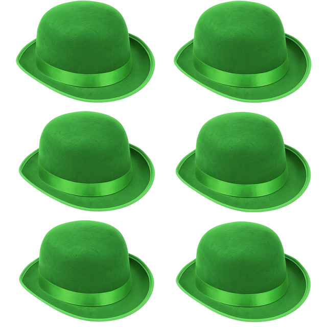 6x BOWLER HAT Party Vintage Costume Derby Felt Dance Halloween Bulk in Green