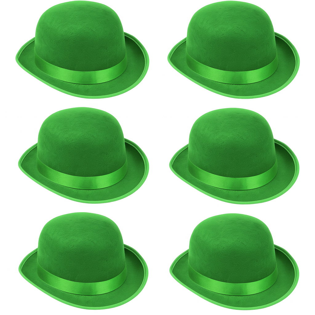 6x BOWLER HAT Party Vintage Costume Derby Felt Dance Halloween Bulk in Green