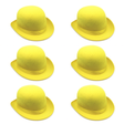 6x BOWLER HAT Party Vintage Costume Derby Felt Dance Halloween Bulk in Yellow
