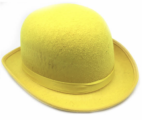 6x BOWLER HAT Party Vintage Costume Derby Felt Dance Halloween Bulk in Yellow