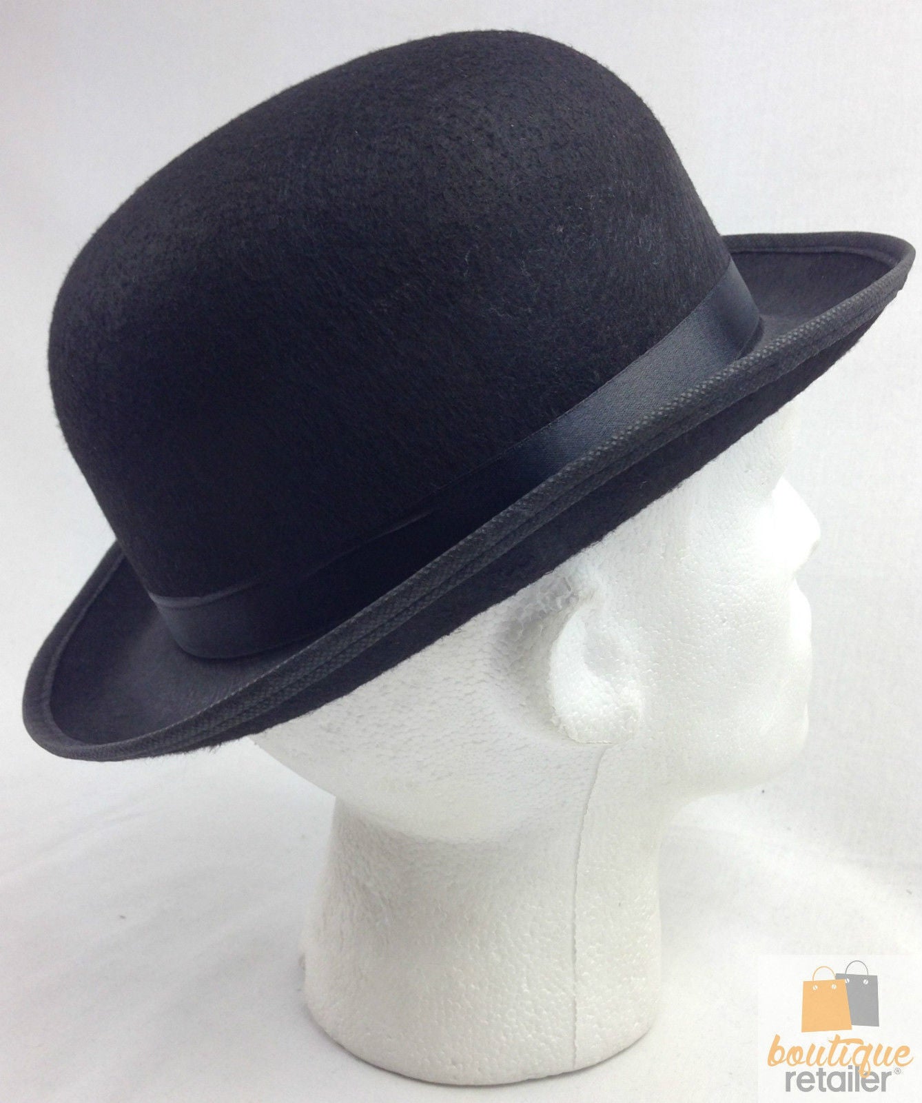 BOWLER HAT Party Vintage Costume Derby Felt Dance Halloween in Black