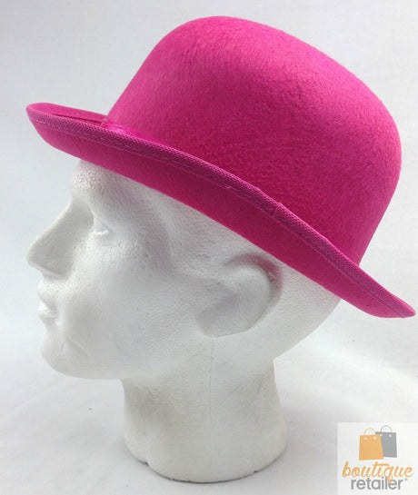BOWLER HAT Party Vintage Costume Derby Felt Dance Halloween in Hot Pink