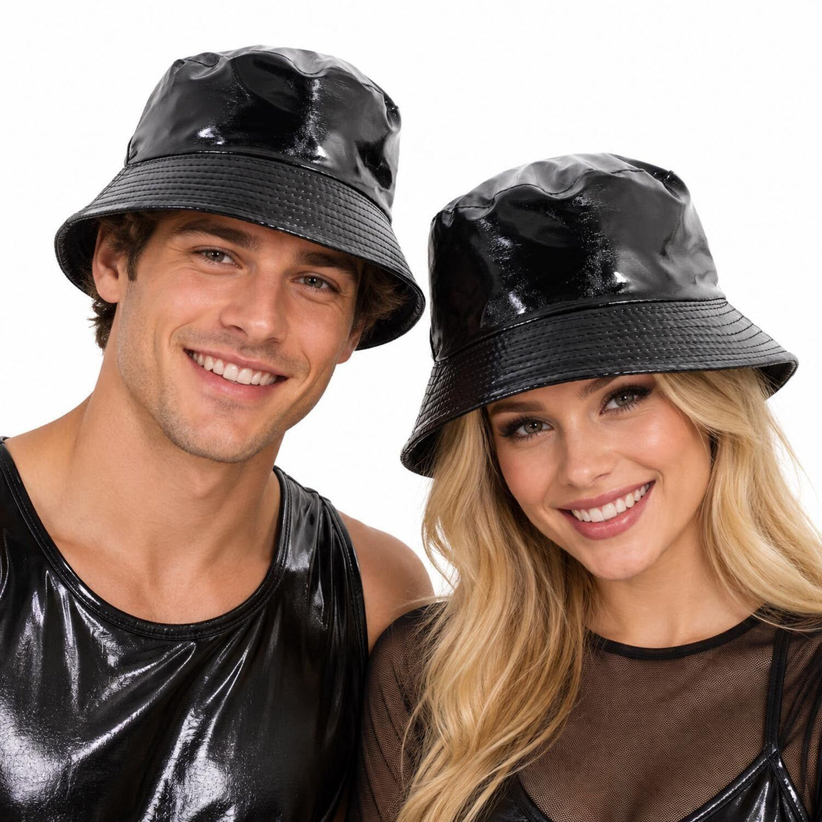 Metallic Bucket Hat for Parties and Costumes in Black