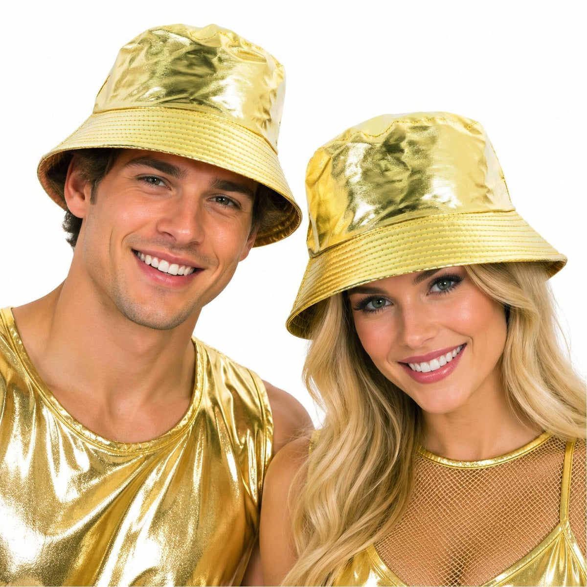 Metallic Bucket Hat for Parties and Costumes in Gold