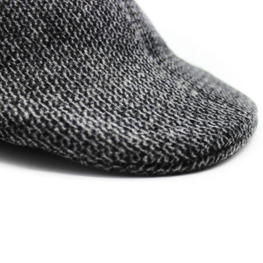 Mens Herringbone Driving Cabbie Flat Cap - Grey (Gatsby 20s Ivy Newsboy Hat)