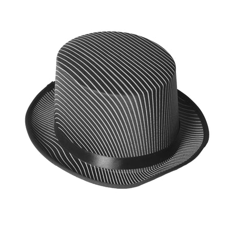 1920s Pinstripe Gangster Party Costume Top Hat in Black with White Stripes