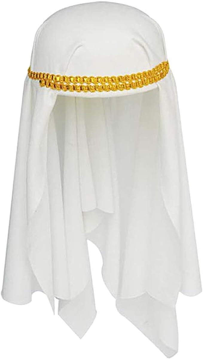 White Arabian Keffiyeh Hat - Sheikh/Muslim Costume (Halloween & Fancy Dress)