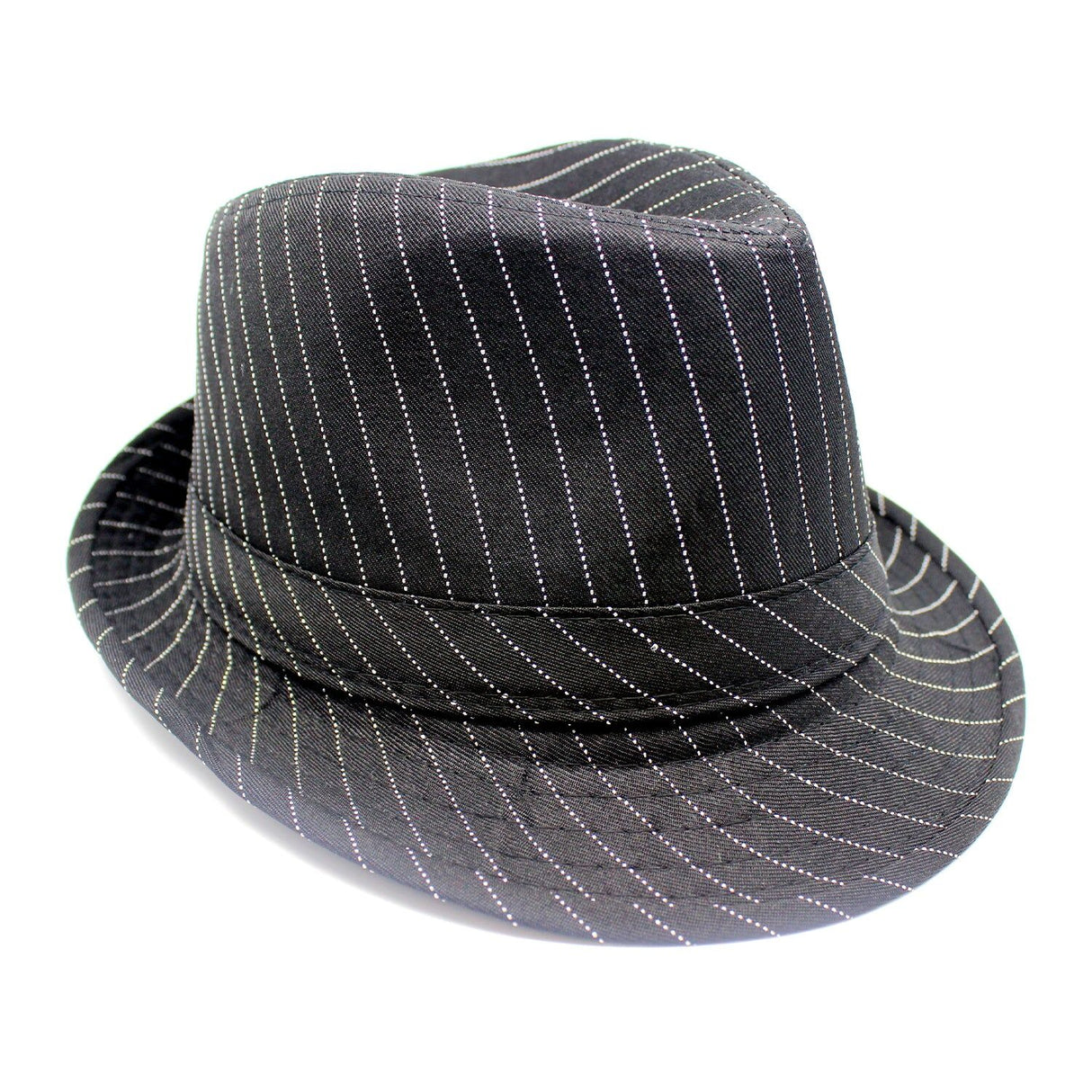 1920s Gangster Trilby Party Costume Hat with Stripe in Black
