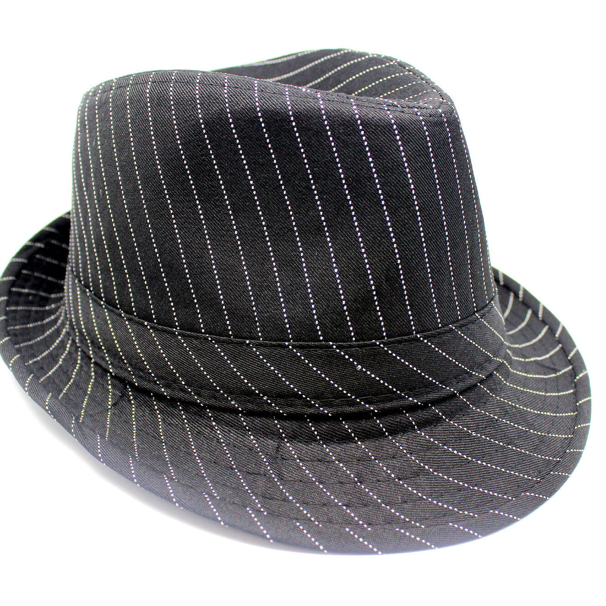 1920s Gangster Trilby Party Costume Hat with Stripe in Black