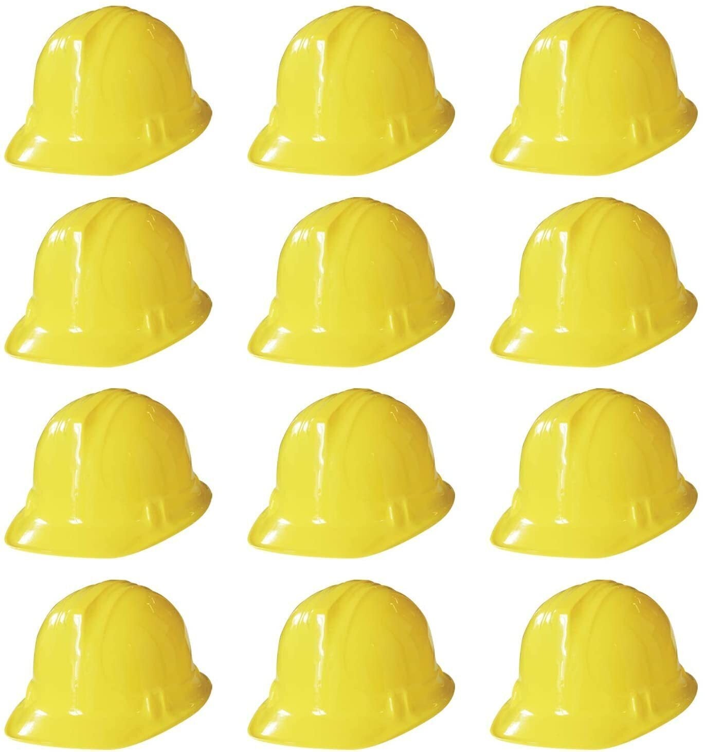 12x KIDS BUILDER HATS Construction Costume Party Helmet Safety Cap Childrens - Yellow