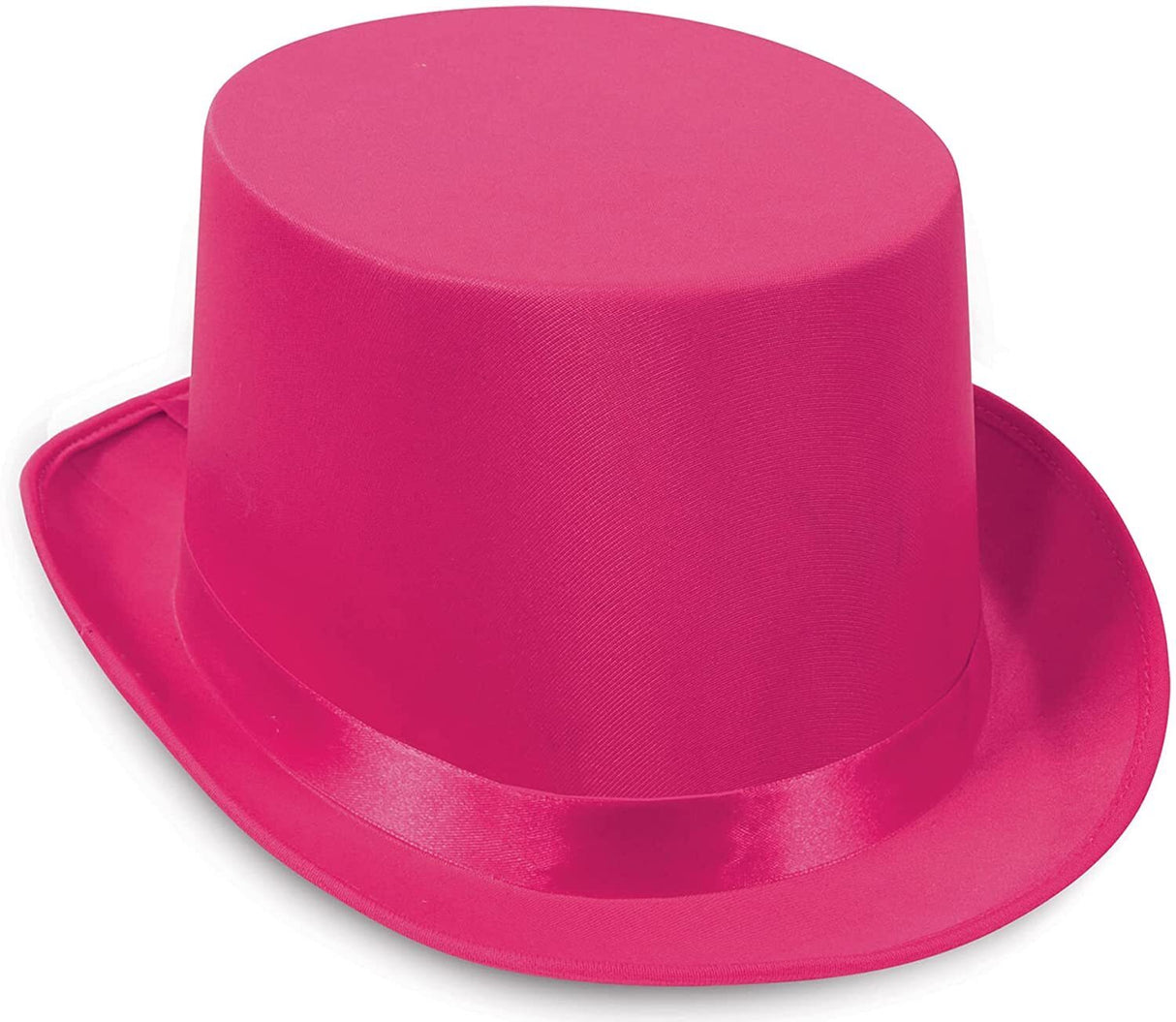 6x SATIN TOP HAT Costume Party Cap Fancy Dress Trilby Fedora One Size BULK - Hot Pink