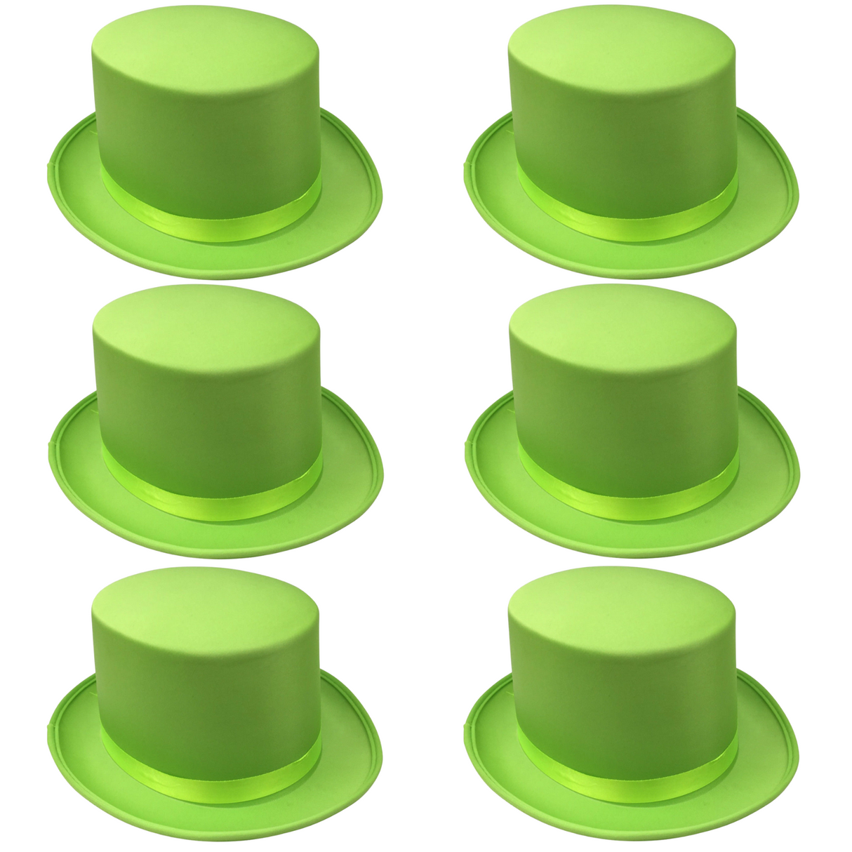 6x SATIN TOP HAT Costume Party Cap Fancy Dress Trilby Fedora One Size BULK - Light Green