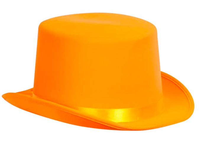 6x SATIN TOP HAT Costume Party Cap Fancy Dress Trilby Fedora One Size BULK - Orange
