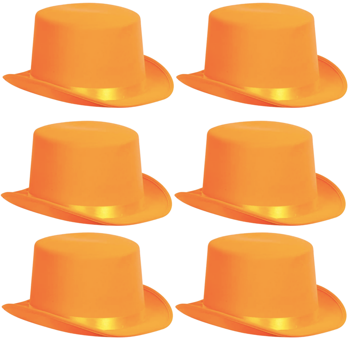 6x SATIN TOP HAT Costume Party Cap Fancy Dress Trilby Fedora One Size BULK - Orange