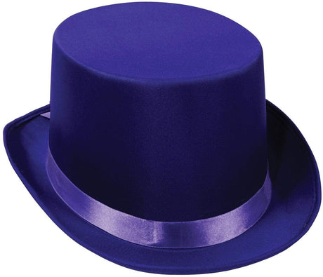 6x SATIN TOP HAT Costume Party Cap Fancy Dress Trilby Fedora One Size BULK - Purple