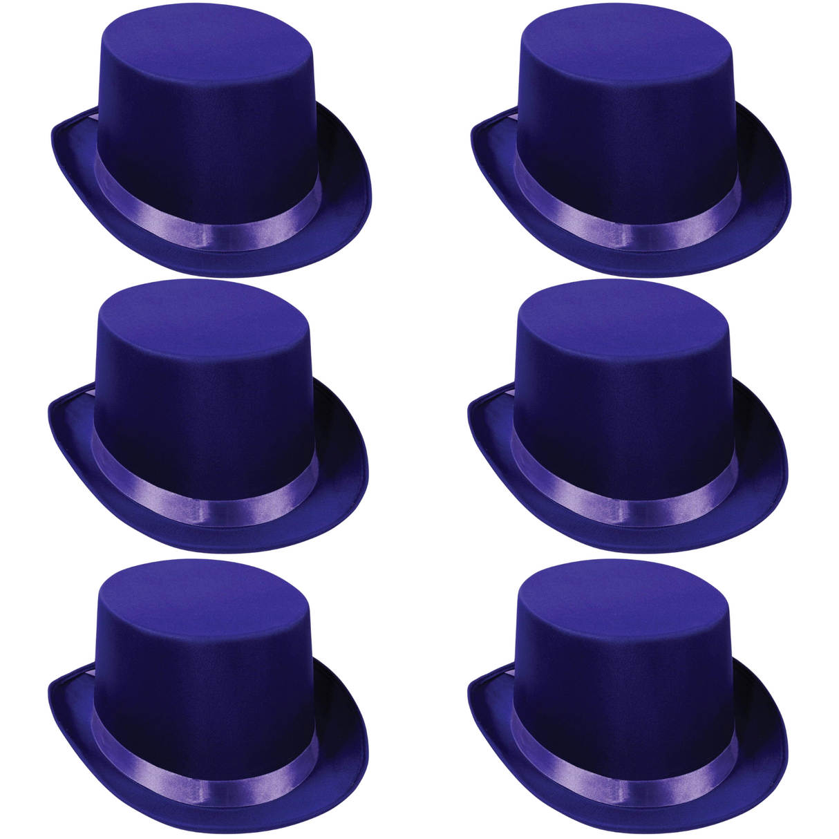 6x SATIN TOP HAT Costume Party Cap Fancy Dress Trilby Fedora One Size BULK - Purple