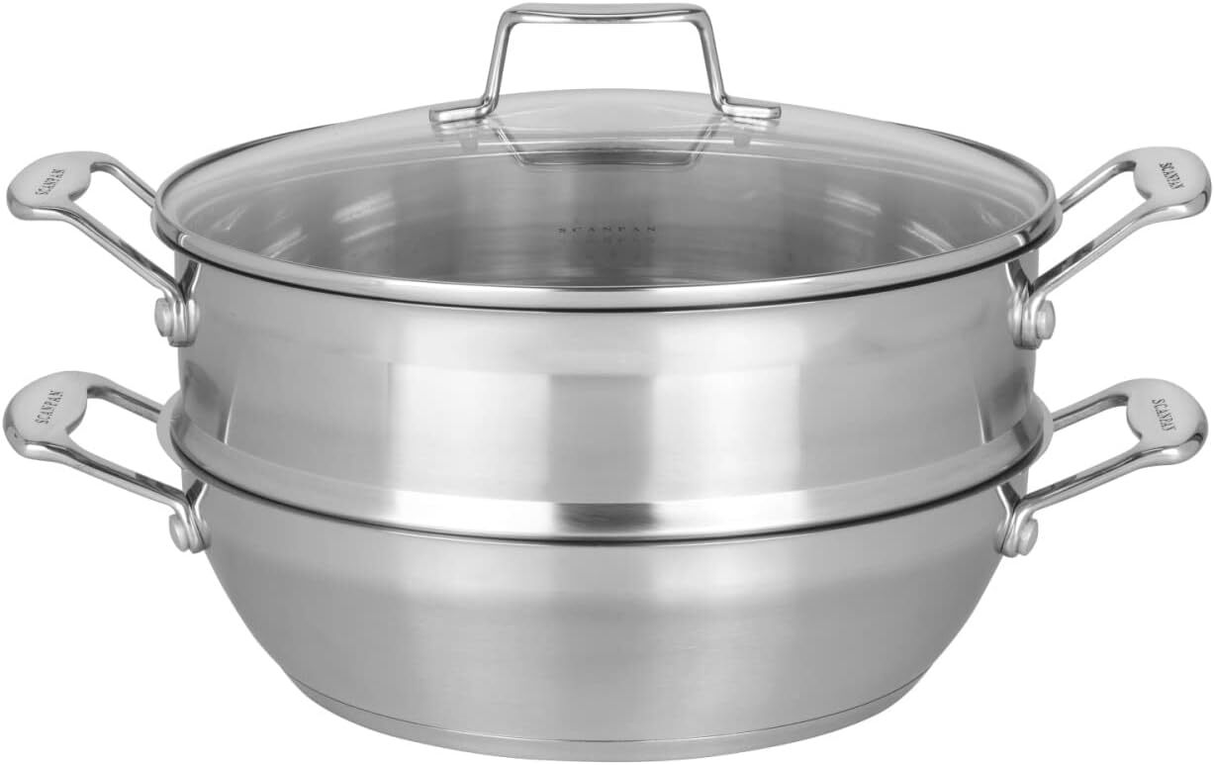 Scanpan Impact Multi Purpose Pan 28cm with Steamer Stew Braise Saute in Silver