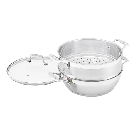 Scanpan Impact Multi Purpose Pan 28cm with Steamer Stew Braise Saute in Silver