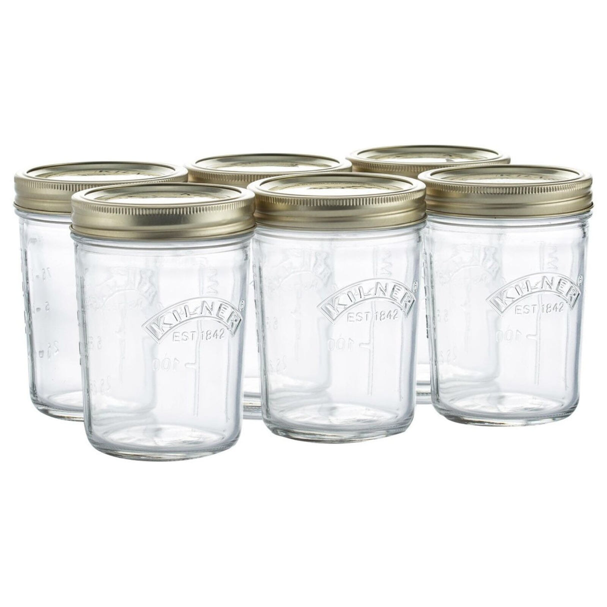 Kilner Wide Mouth Preserve Mason Jars Set of 6 – 350ml Glass Canning Storage Screw Lid