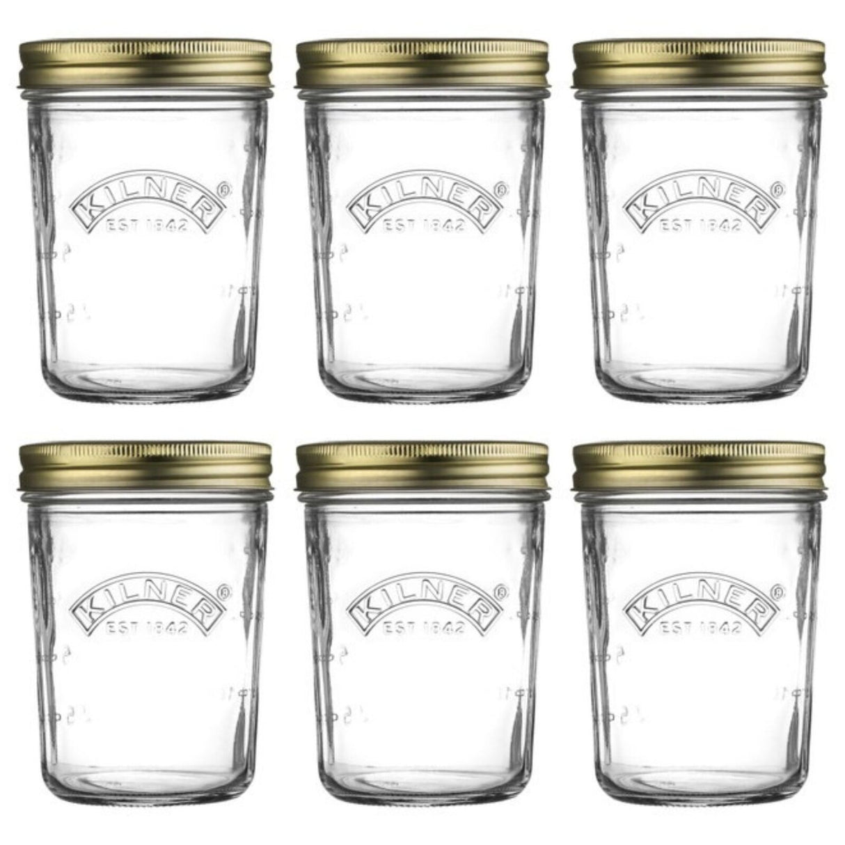 Kilner Wide Mouth Preserve Mason Jars Set of 6 – 350ml Glass Canning Storage Screw Lid