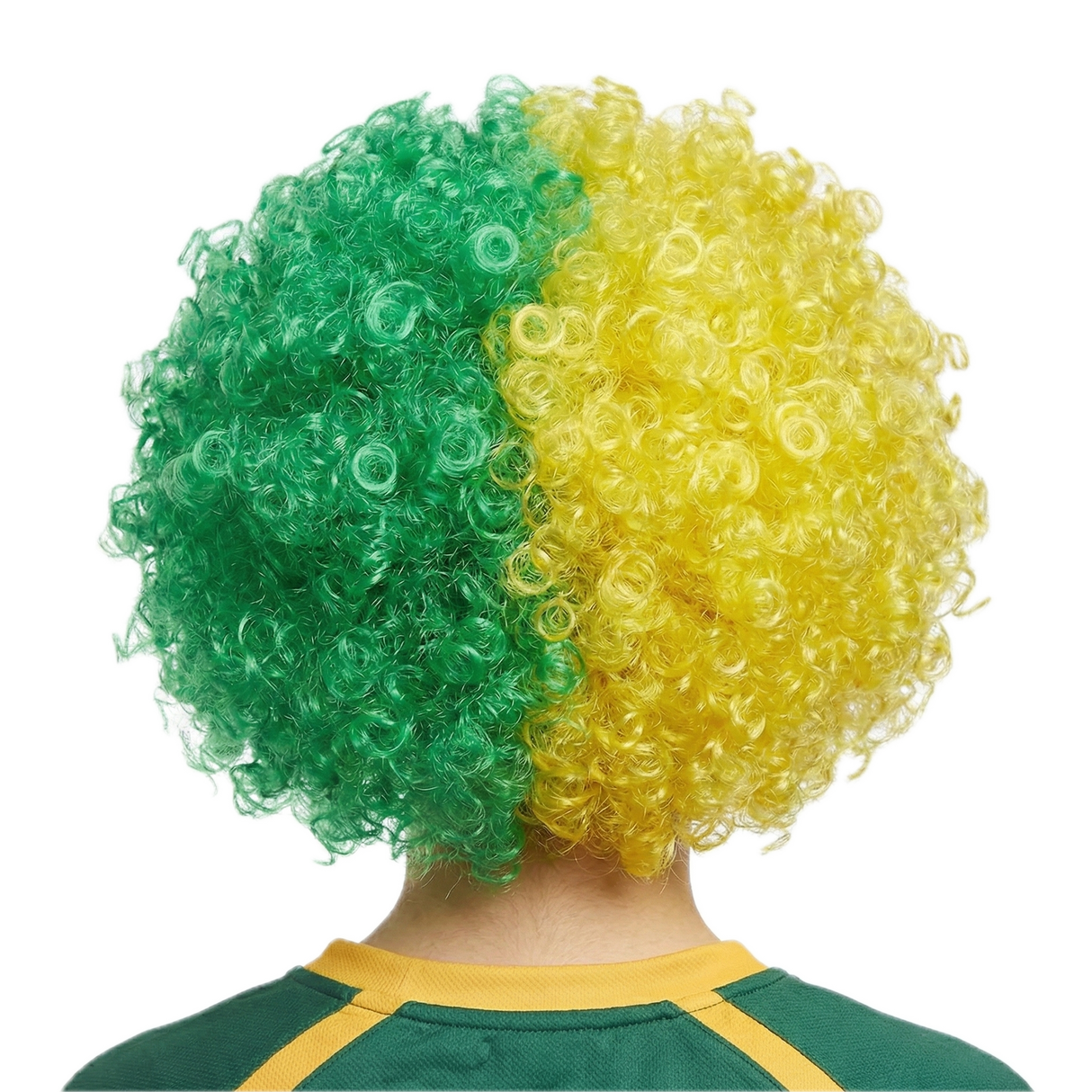 Green/Gold Afro Wig - Aussie Deluxe Curly Hair Costume for Australia Day Party