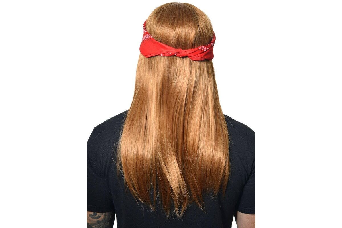 Ginger Punk Rock Wig w/ Red Bandana - Rockstar Costume for Fancy Dress Party