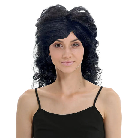 RETRO WIG Curly Long Hair Disco Punk Rock Party Costume 60s 70s 22425 - Black