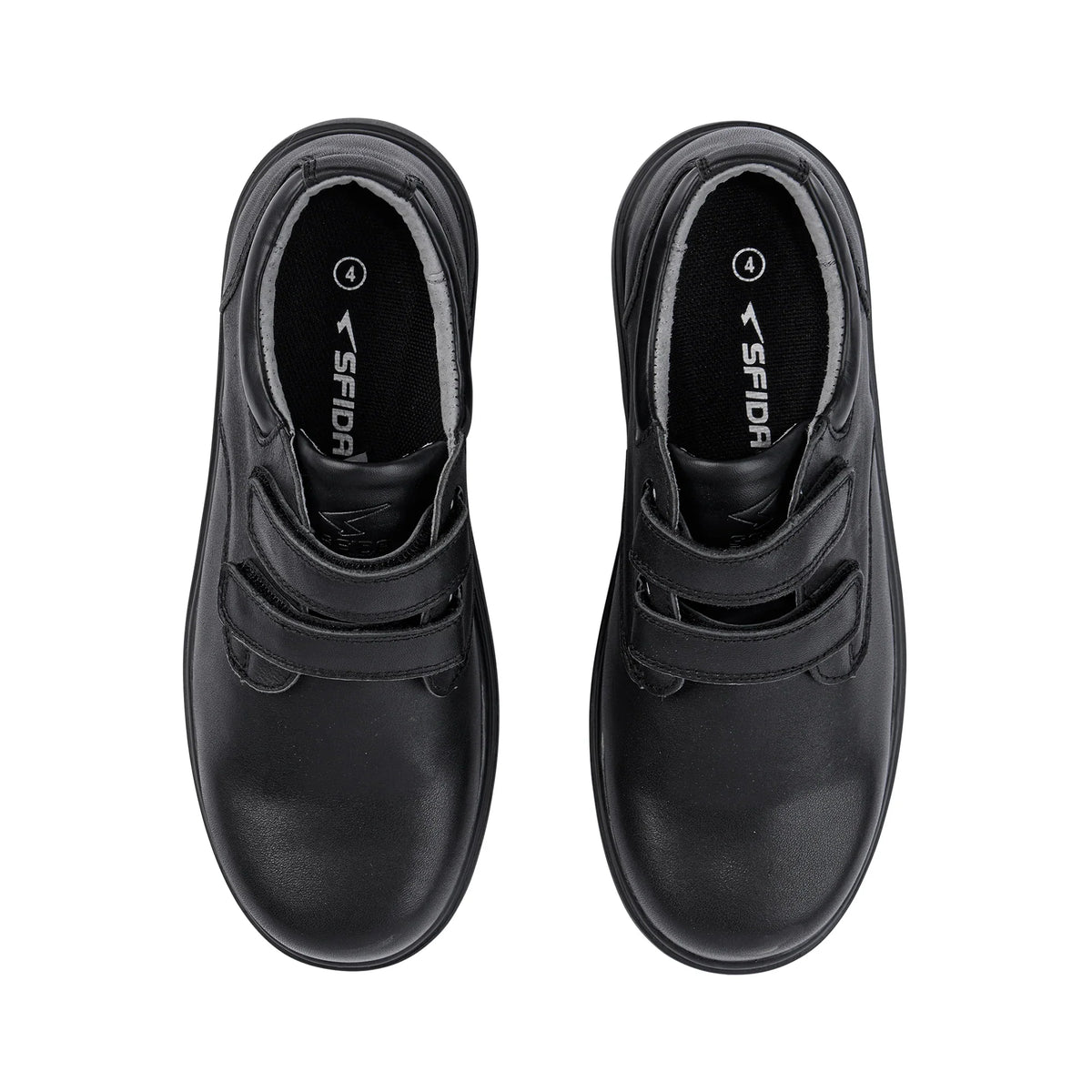 Sfida Class Junior Kids Leather V Strap School Shoes - Black (Boys/Girls)