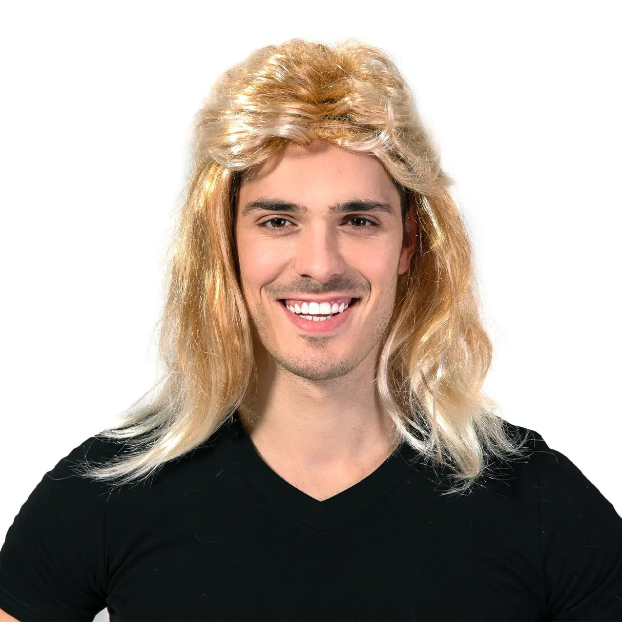 Mens Dirty Blonde Mullet Wig - Bogan/Punk Rock Costume for 80s Party