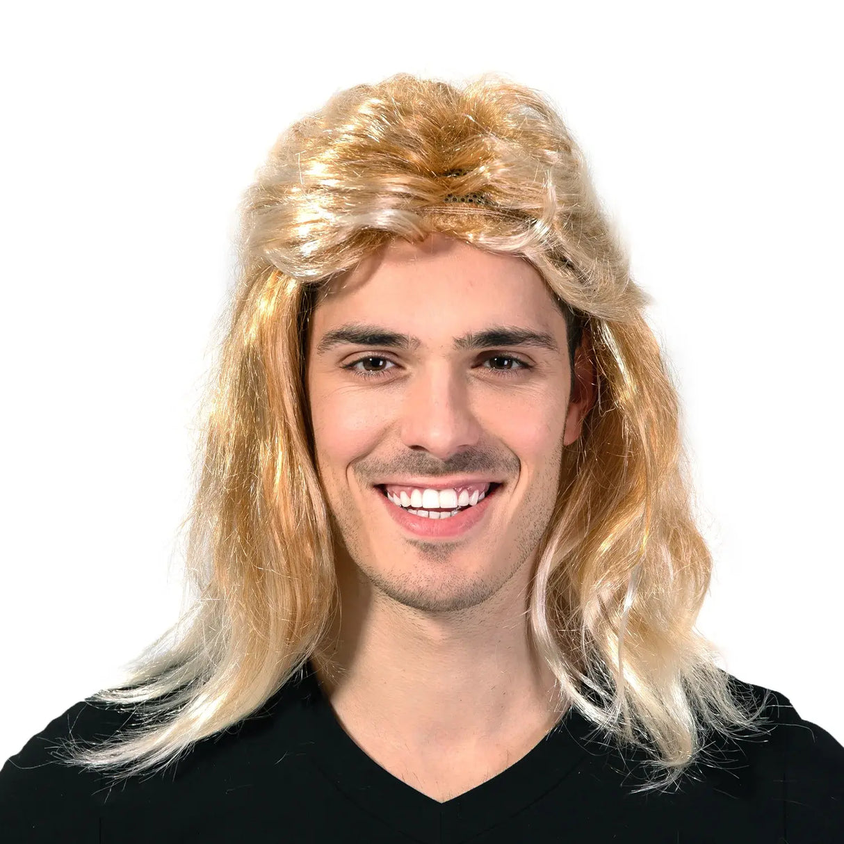 Mens Dirty Blonde Mullet Wig - Bogan/Punk Rock Costume for 80s Party