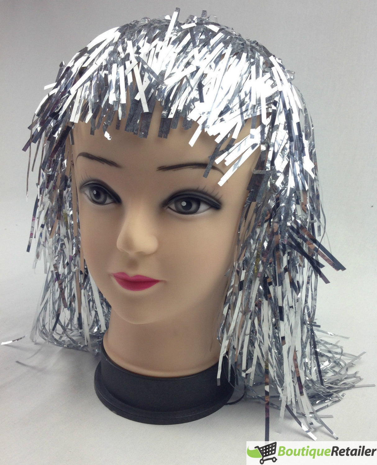 Tinsel Metallic Wig 70s 50s 20s Costume Mens Womens Unisex Disco Fancy Dress Up - Gold/Yellow