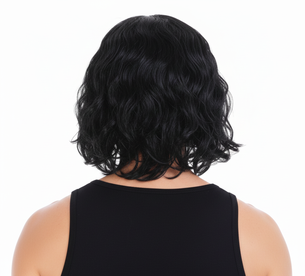 Long Black Curly Wavy Wig - Mens Punk Rock Costume for 60s/70s Party