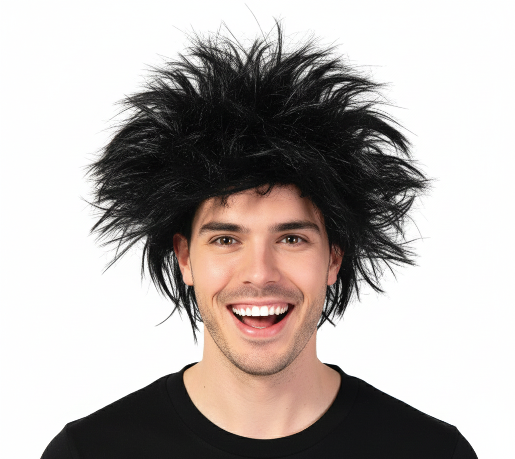 ROCKSTAR WIG Punk Costume Party Fancy Spiky Hair Disco Dress 70s 80s Rock